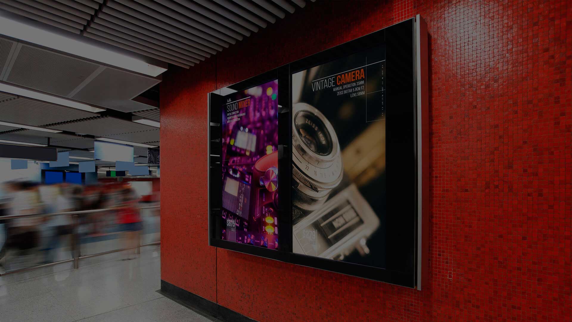 wall with digital signage